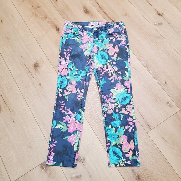 Aeropostale Ashley Ultra Skinny Jeans Size 9/10  Flower Print Low Rise Stretch - Picture 1 of 11